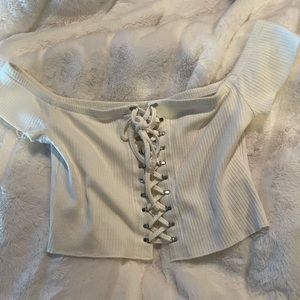 Cream Off The Shoulder Top